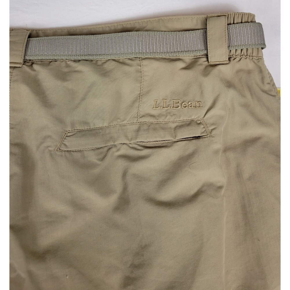 LL Bean Convertible Hiking Pants Mens XL Tan Khaki Zip Off Cargo Nylon Belted - Picture 9 of 10